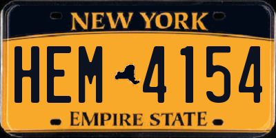 NY license plate HEM4154