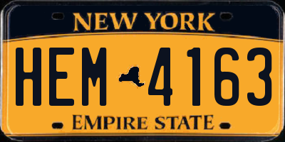 NY license plate HEM4163