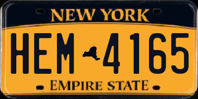 NY license plate HEM4165