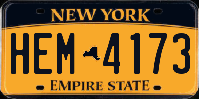 NY license plate HEM4173