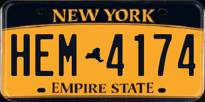 NY license plate HEM4174