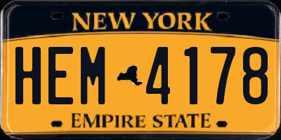 NY license plate HEM4178