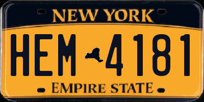 NY license plate HEM4181