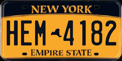 NY license plate HEM4182