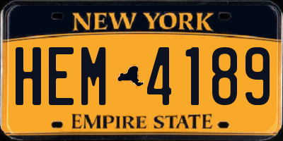NY license plate HEM4189