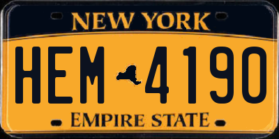 NY license plate HEM4190