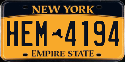 NY license plate HEM4194