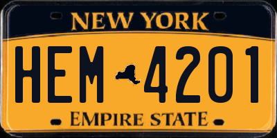 NY license plate HEM4201