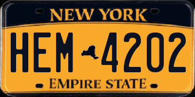 NY license plate HEM4202
