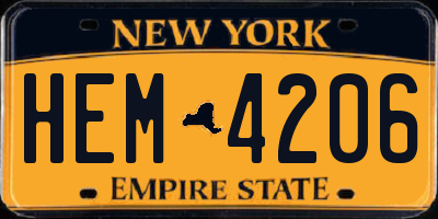 NY license plate HEM4206