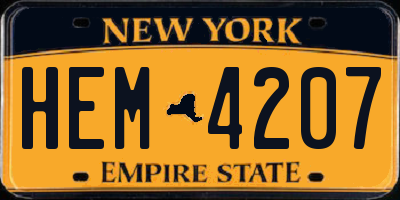 NY license plate HEM4207