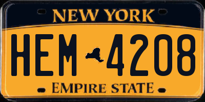 NY license plate HEM4208