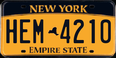 NY license plate HEM4210