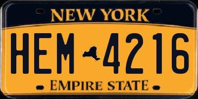 NY license plate HEM4216