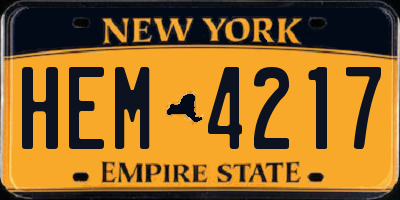 NY license plate HEM4217