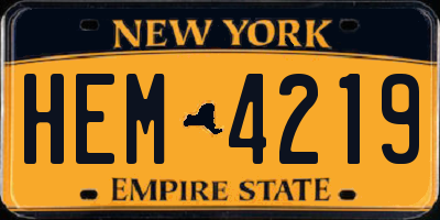 NY license plate HEM4219