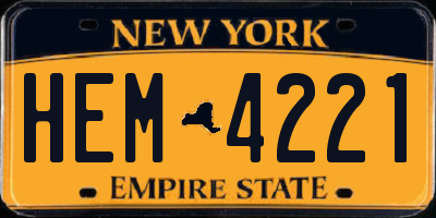 NY license plate HEM4221