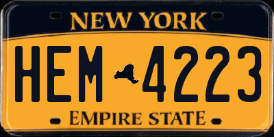 NY license plate HEM4223