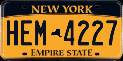 NY license plate HEM4227