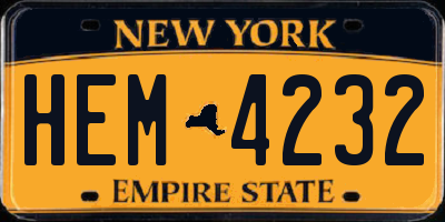 NY license plate HEM4232