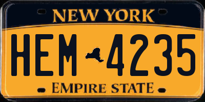 NY license plate HEM4235