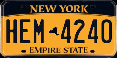 NY license plate HEM4240
