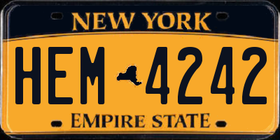 NY license plate HEM4242