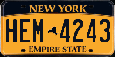 NY license plate HEM4243