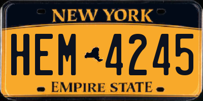 NY license plate HEM4245