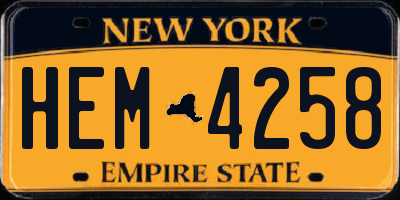 NY license plate HEM4258