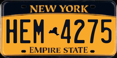 NY license plate HEM4275