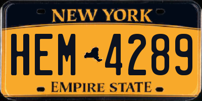 NY license plate HEM4289