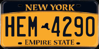 NY license plate HEM4290
