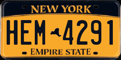 NY license plate HEM4291