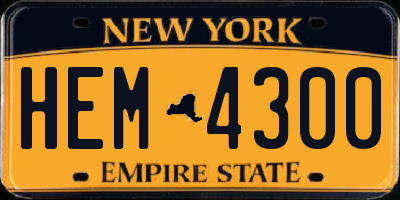 NY license plate HEM4300