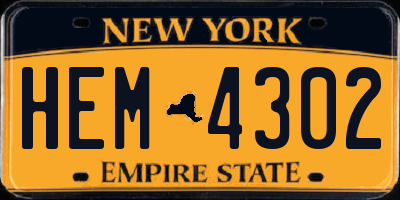 NY license plate HEM4302