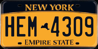 NY license plate HEM4309