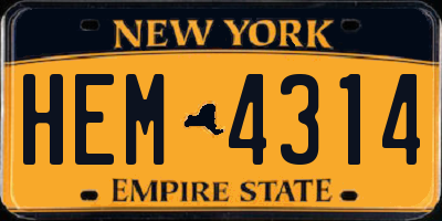 NY license plate HEM4314