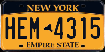 NY license plate HEM4315