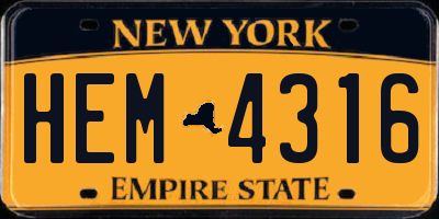 NY license plate HEM4316