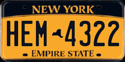 NY license plate HEM4322