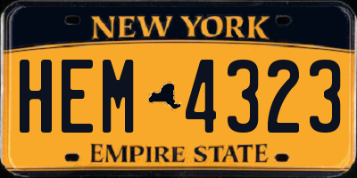NY license plate HEM4323