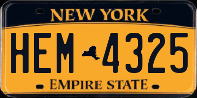 NY license plate HEM4325