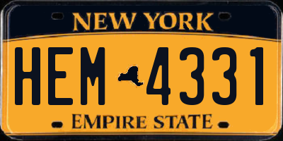 NY license plate HEM4331