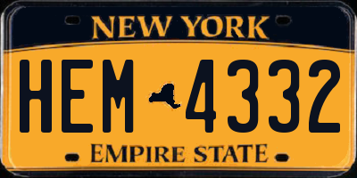 NY license plate HEM4332