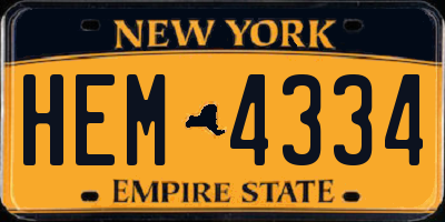NY license plate HEM4334