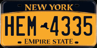 NY license plate HEM4335