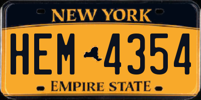 NY license plate HEM4354