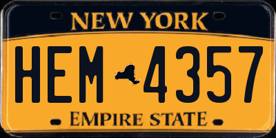 NY license plate HEM4357