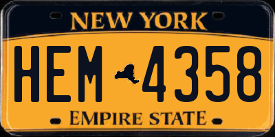 NY license plate HEM4358
